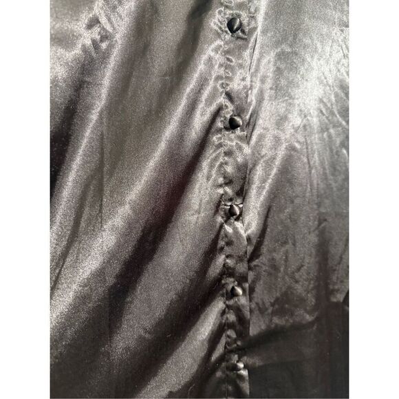Princess Polly Black Satin Button Down Shirt Size 6 - Picture 3 of 6